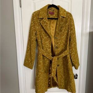 Merona Women's Mustard Floral Trench Coat